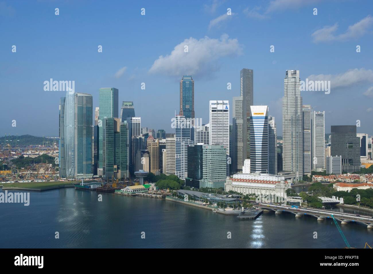 Singapore, Marina Bay visto dal Ritz Carlton Hotel Foto Stock