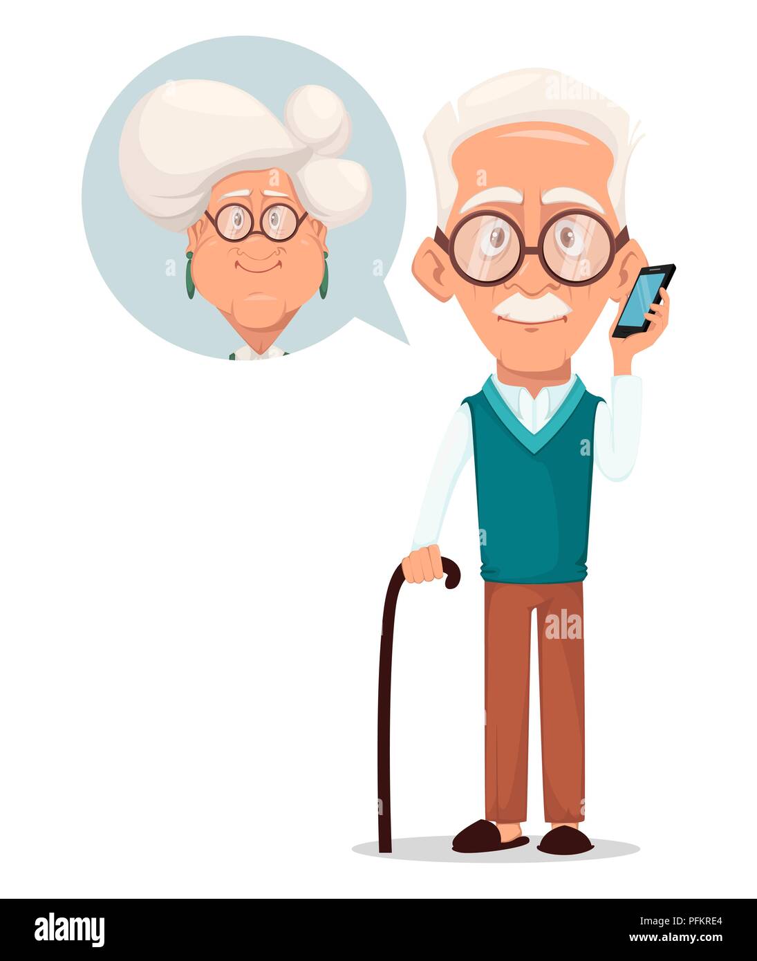 Giorno Dei Nonni Biglietto Di Auguri Nonno Chiamando Per La Nonna Capelli Argento La Nonna E Il Nonno Piuttosto I Personaggi Dei Cartoni Animati Illustrazione Vettoriale Immagine E Vettoriale Alamy