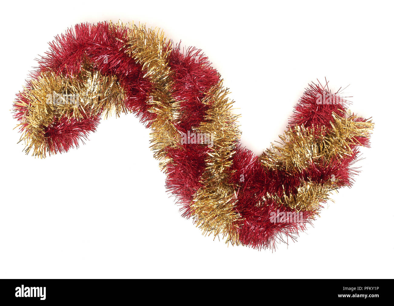 Rosso e oro tinsel banner Foto Stock