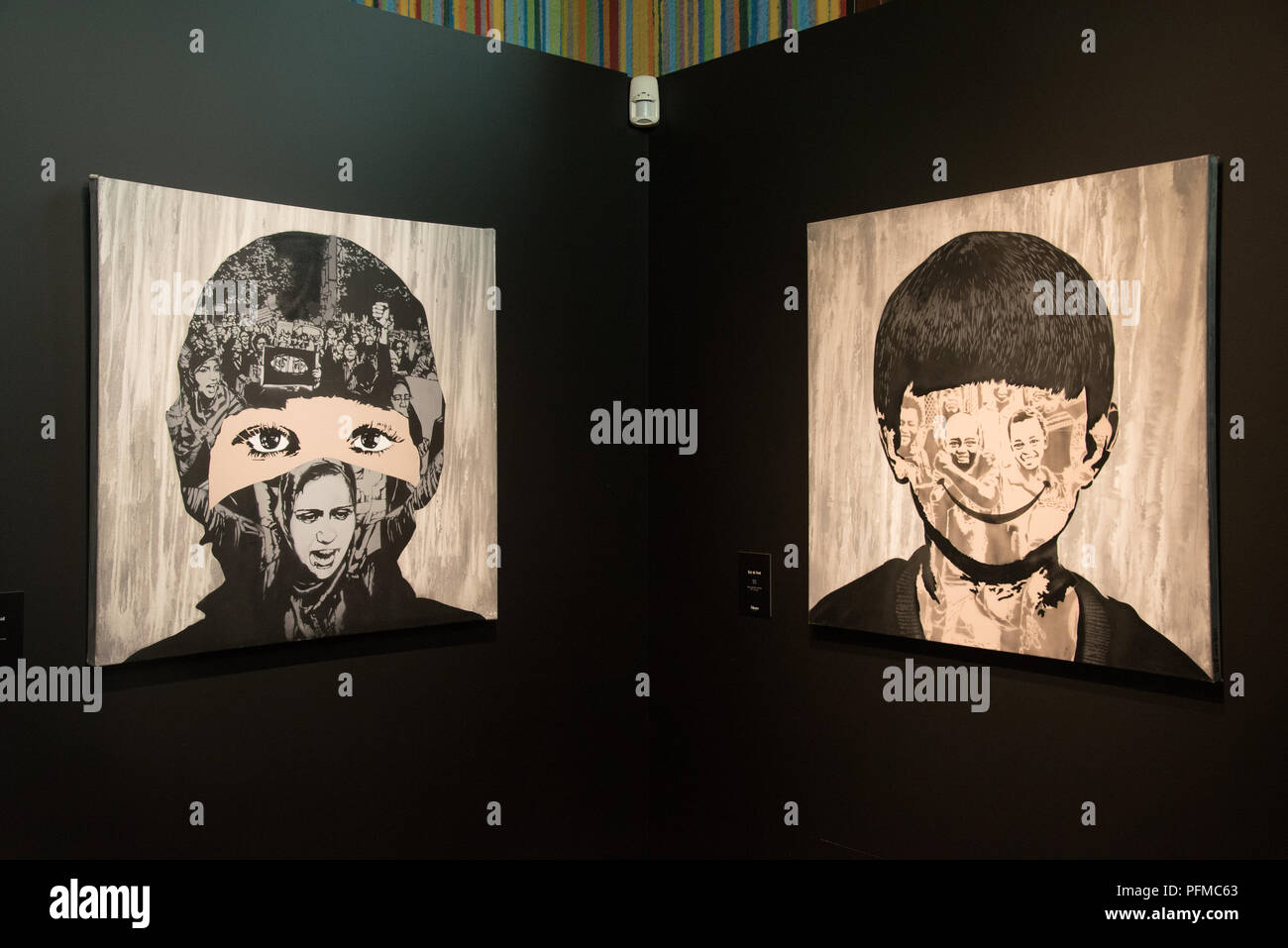 'Smile' e 'Rebellion' dal gelido & Shot in esposizione presso MOCO museum di Amsterdam, Olanda Foto Stock