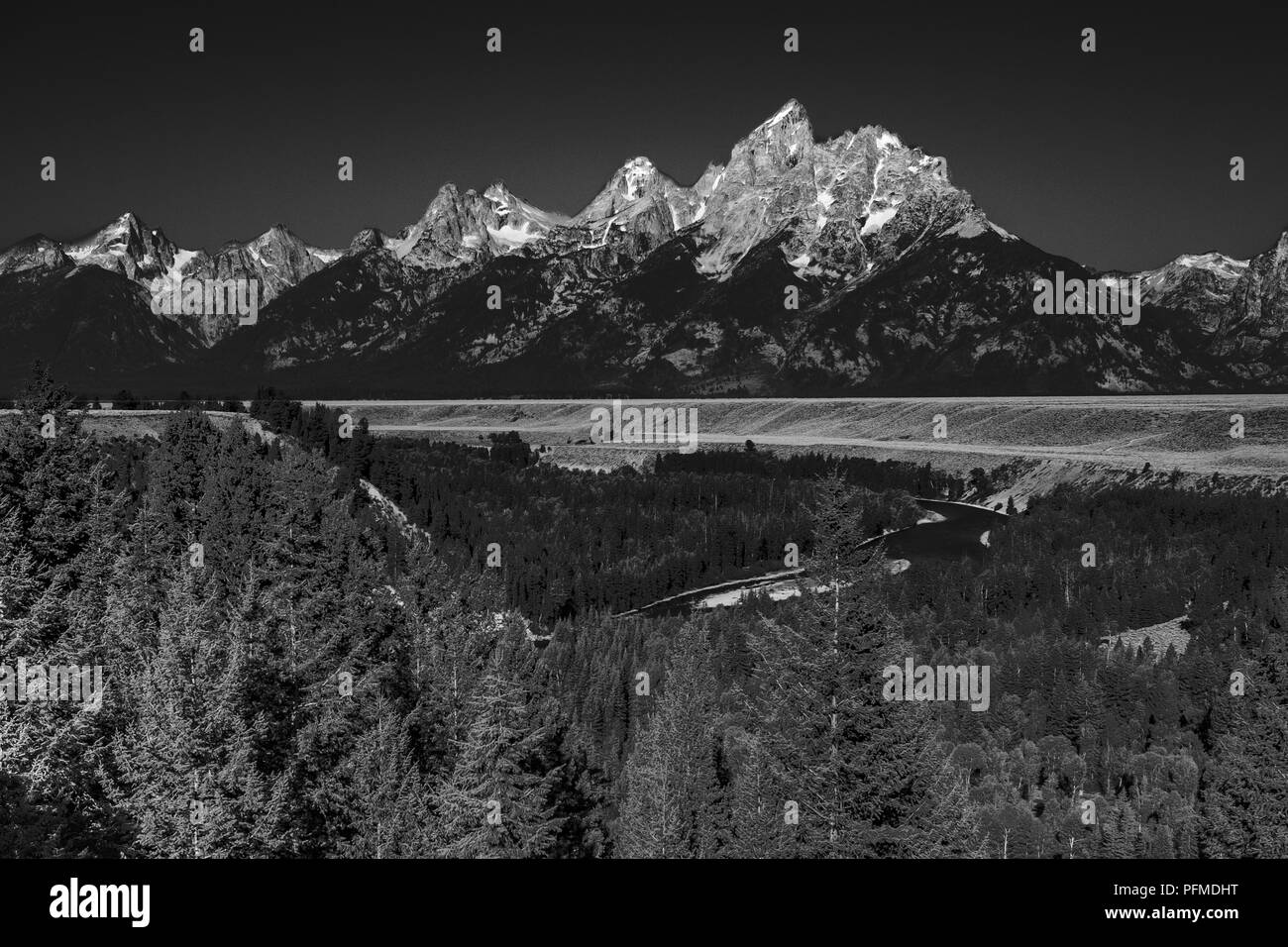 La Teton Range e il Fiume Snake, Wyoming Foto Stock