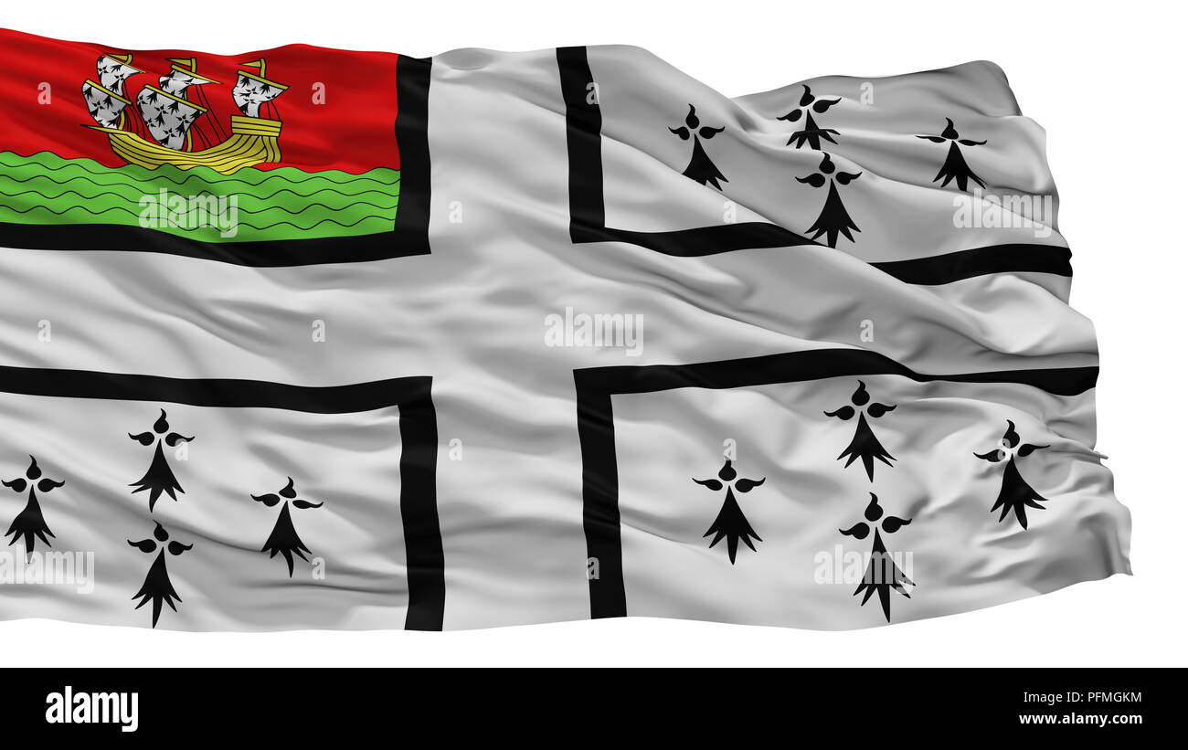 La città di Nantes Bandiera, Francia, isolati su sfondo bianco Foto Stock