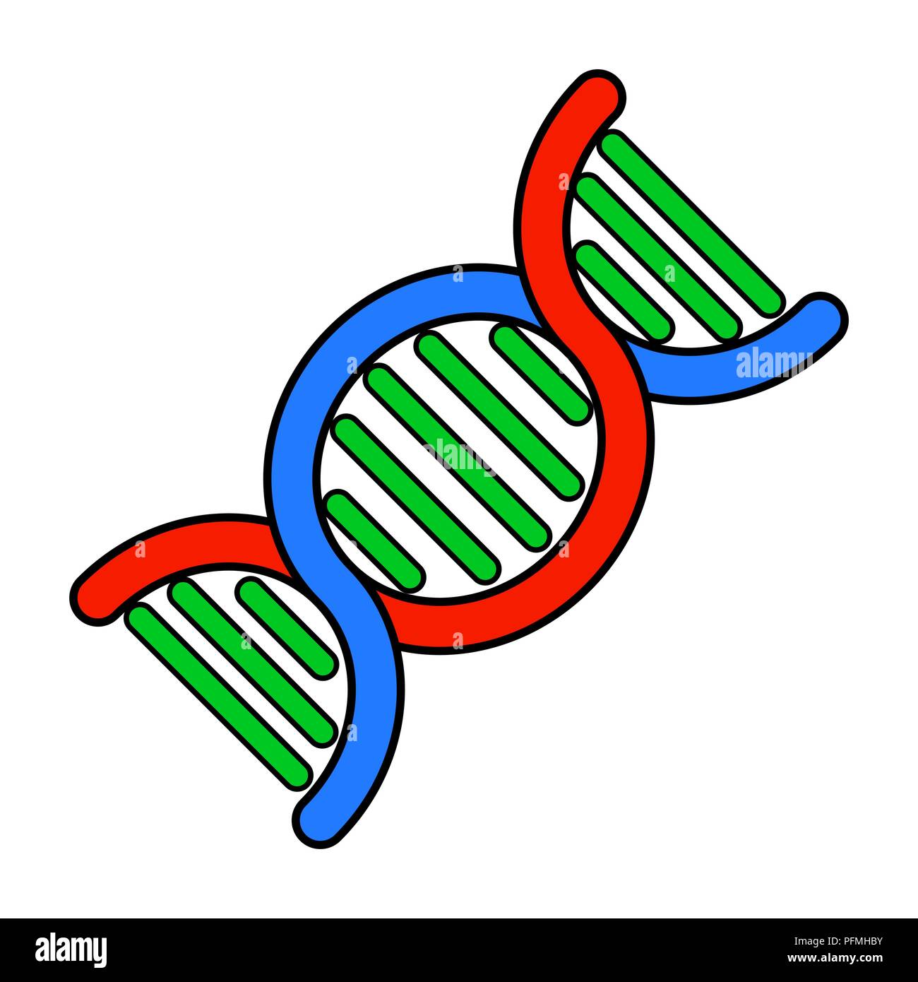 Il DNA vettore simbolo design isolato su sfondo bianco Illustrazione Vettoriale