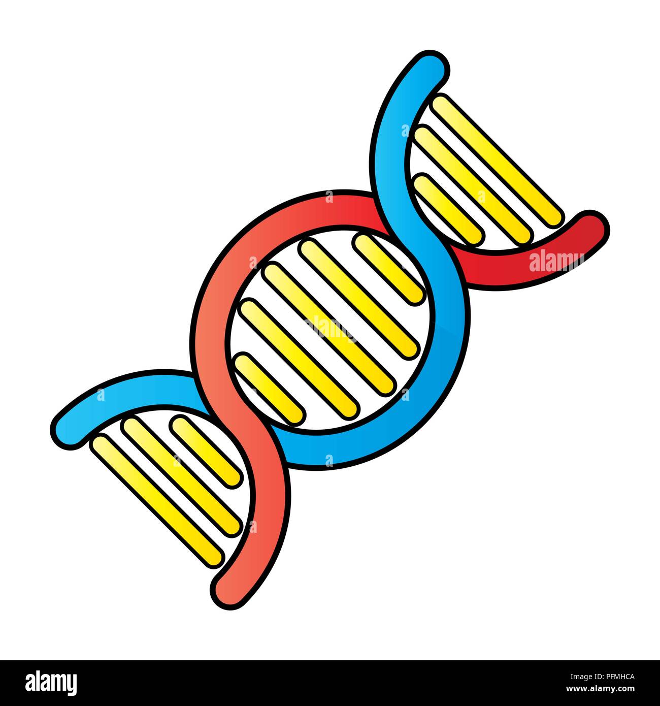 Il DNA vettore simbolo design isolato su sfondo bianco Illustrazione Vettoriale