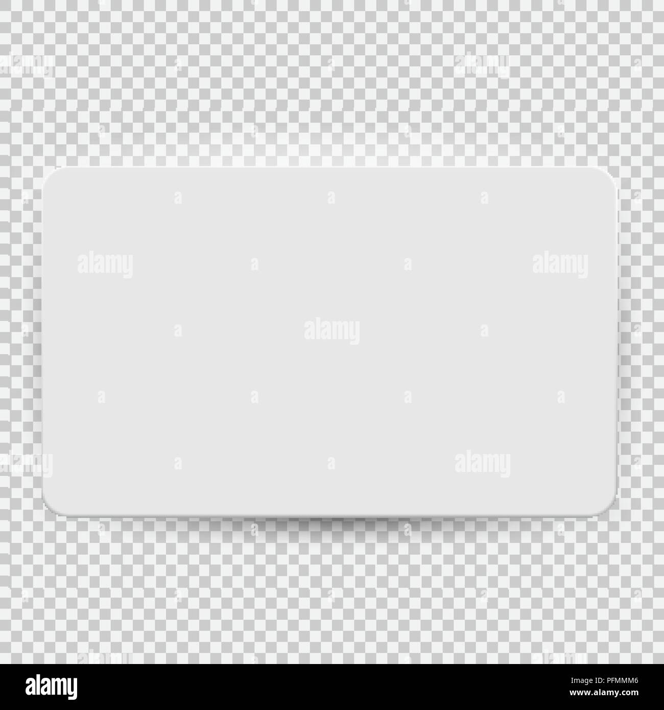 Vuoto bianco carta di credito o carta regalo modello modello top view con ombra isolato su sfondo trasparente. Illustrazione Vettoriale Illustrazione Vettoriale