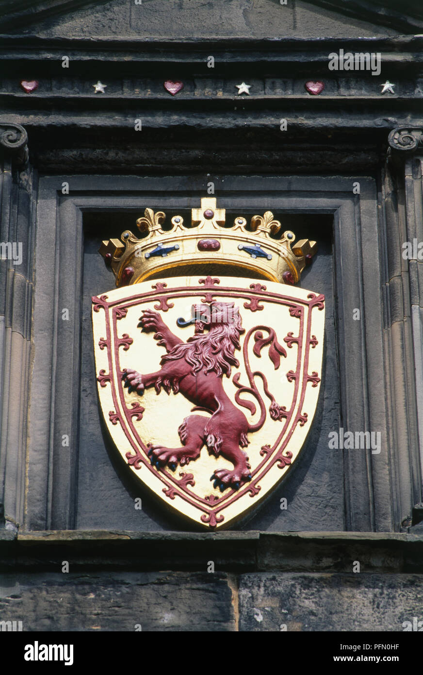Gran Bretagna, Scozia, Edimburgo, il Castello di Edimburgo, Scottish stemma reale Foto Stock