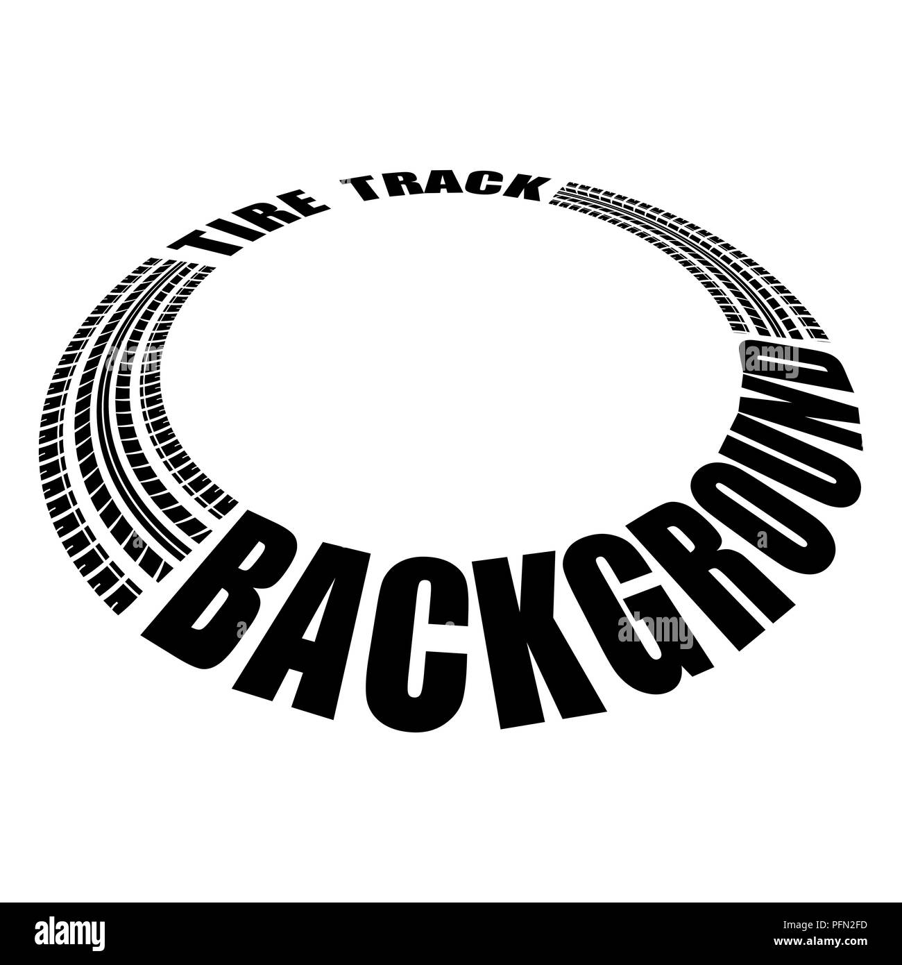 Cerchio nero pneumatico via con il testo all'interno isolato su sfondo bianco Illustrazione Vettoriale