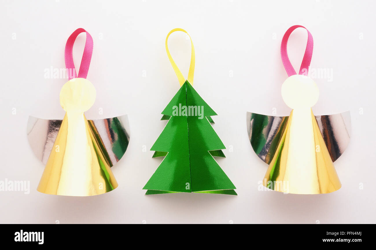Tre decorazioni natalizie Foto Stock