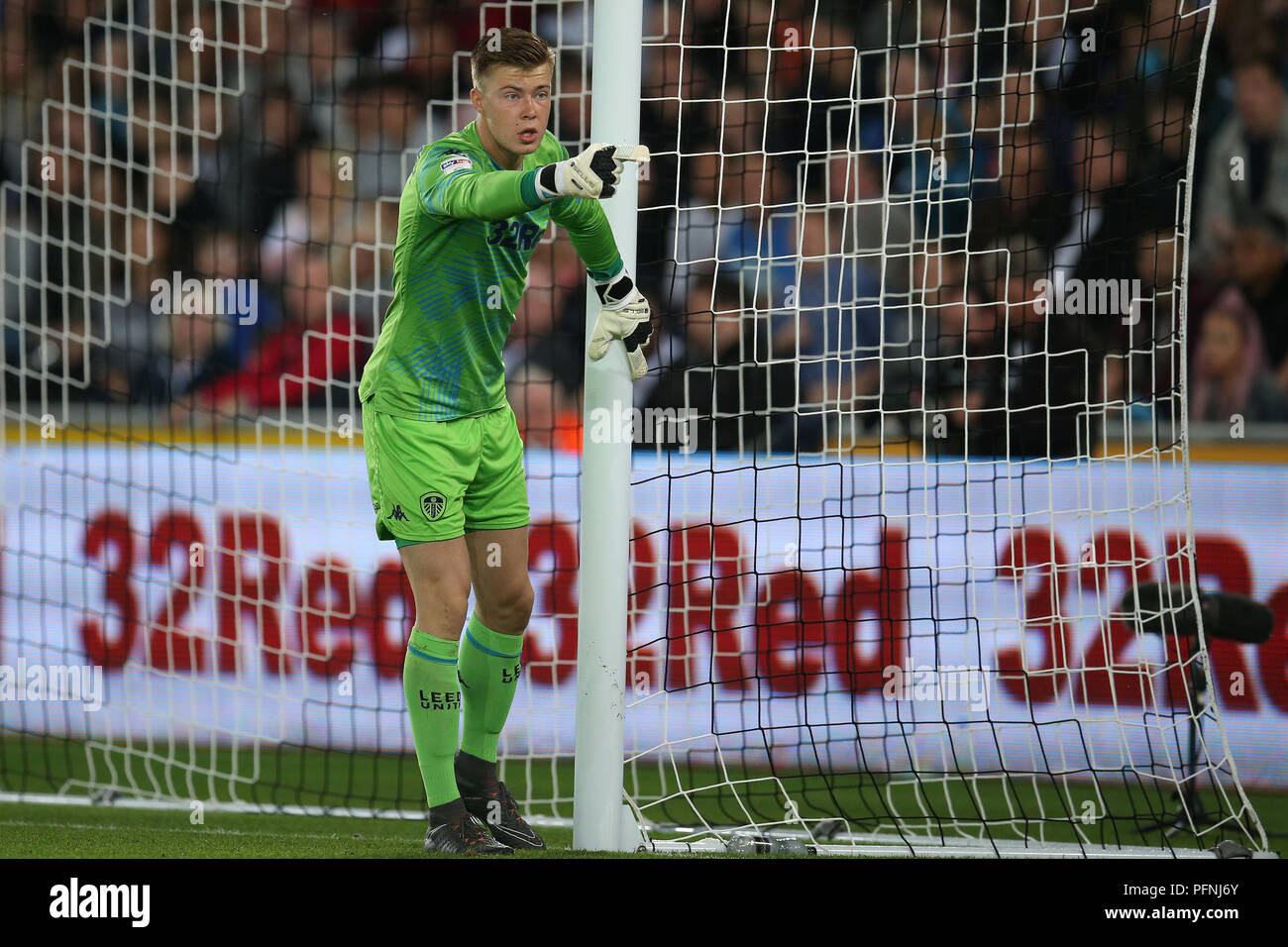 Swansea, South Wales, Regno Unito. 21 Ago, 2018. Bailey Peacock-Farrell, il portiere di Leeds Utd in azione. EFL Skybet partita in campionato, Swansea City v Leeds Utd al Liberty Stadium di Swansea, Galles del Sud martedì 21 agosto 2018. Questa immagine può essere utilizzata solo per scopi editoriali. Solo uso editoriale, è richiesta una licenza per uso commerciale. Nessun uso in scommesse, giochi o un singolo giocatore/club/league pubblicazioni. pic da Andrew Orchard/Andrew Orchard fotografia sportiva/Alamy Live news Foto Stock