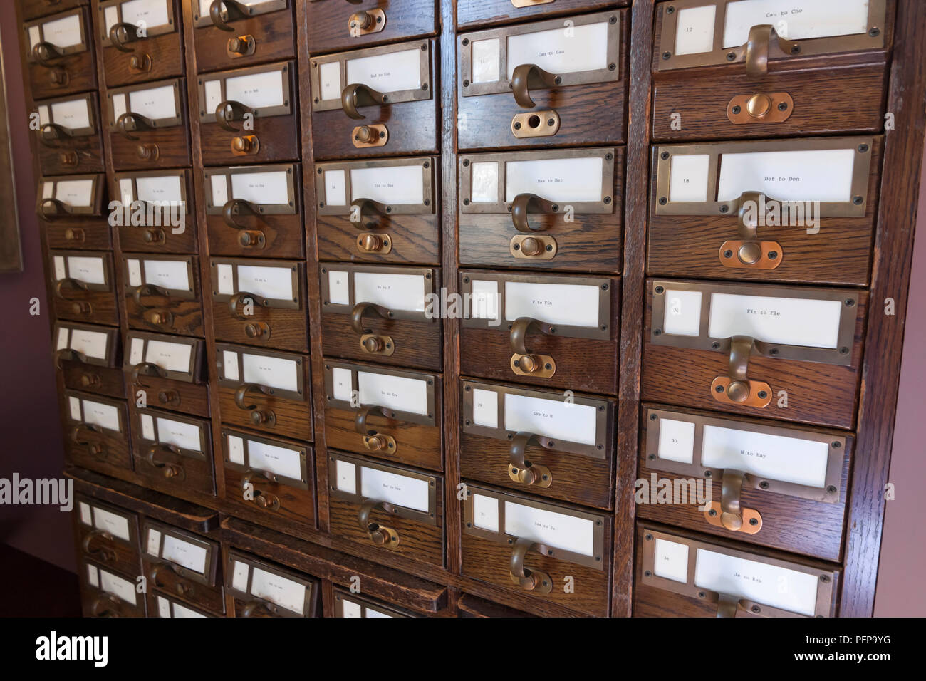 Scheda Libreria file di catalogo. Foto Stock