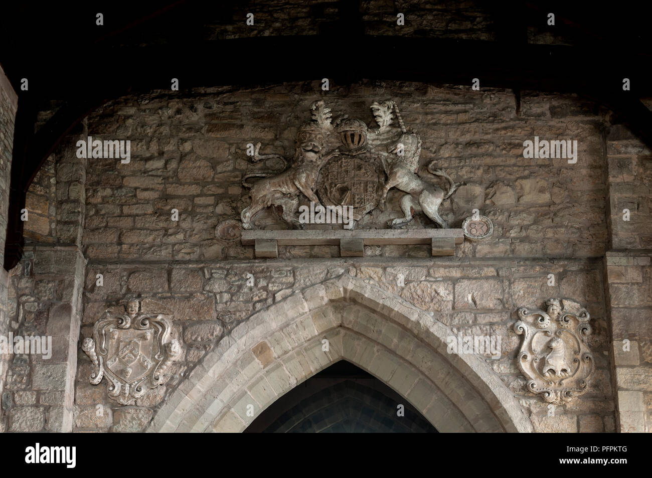 Intonaco stemmi dentro la chiesa di San James, Normanton-su-Soar, Nottinghamshire, England, Regno Unito Foto Stock