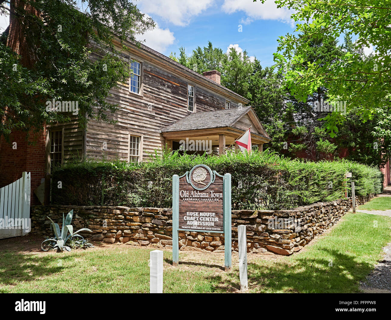 Artigianato Rose-Morris house ingresso anteriore nella vecchia città di Alabama, un museo a cielo aperto, a Montgomery in Alabama, Stati Uniti d'America. Foto Stock