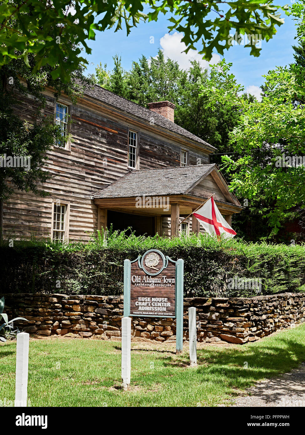 Artigianato Rose-Morris house ingresso anteriore nella vecchia città di Alabama, un museo a cielo aperto, a Montgomery in Alabama, Stati Uniti d'America. Foto Stock