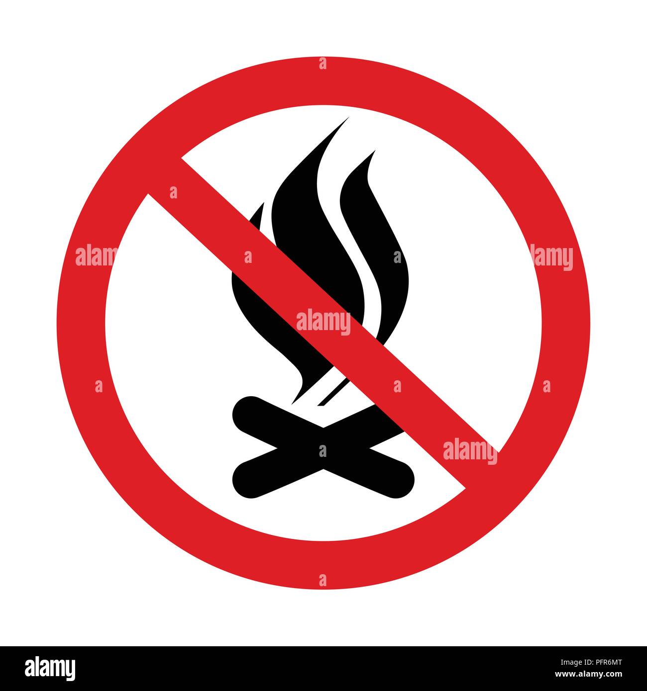 'No Fire' o 'Non fuoco' icona. EPS 8 grafica vettoriale, isolato su sfondo bianco. Illustrazione Vettoriale