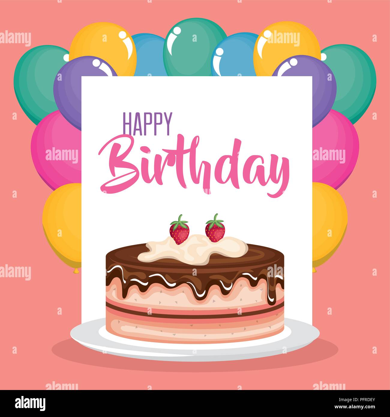 carta regalo palloncini torta di compleanno Immagine e Vettoriale - Alamy