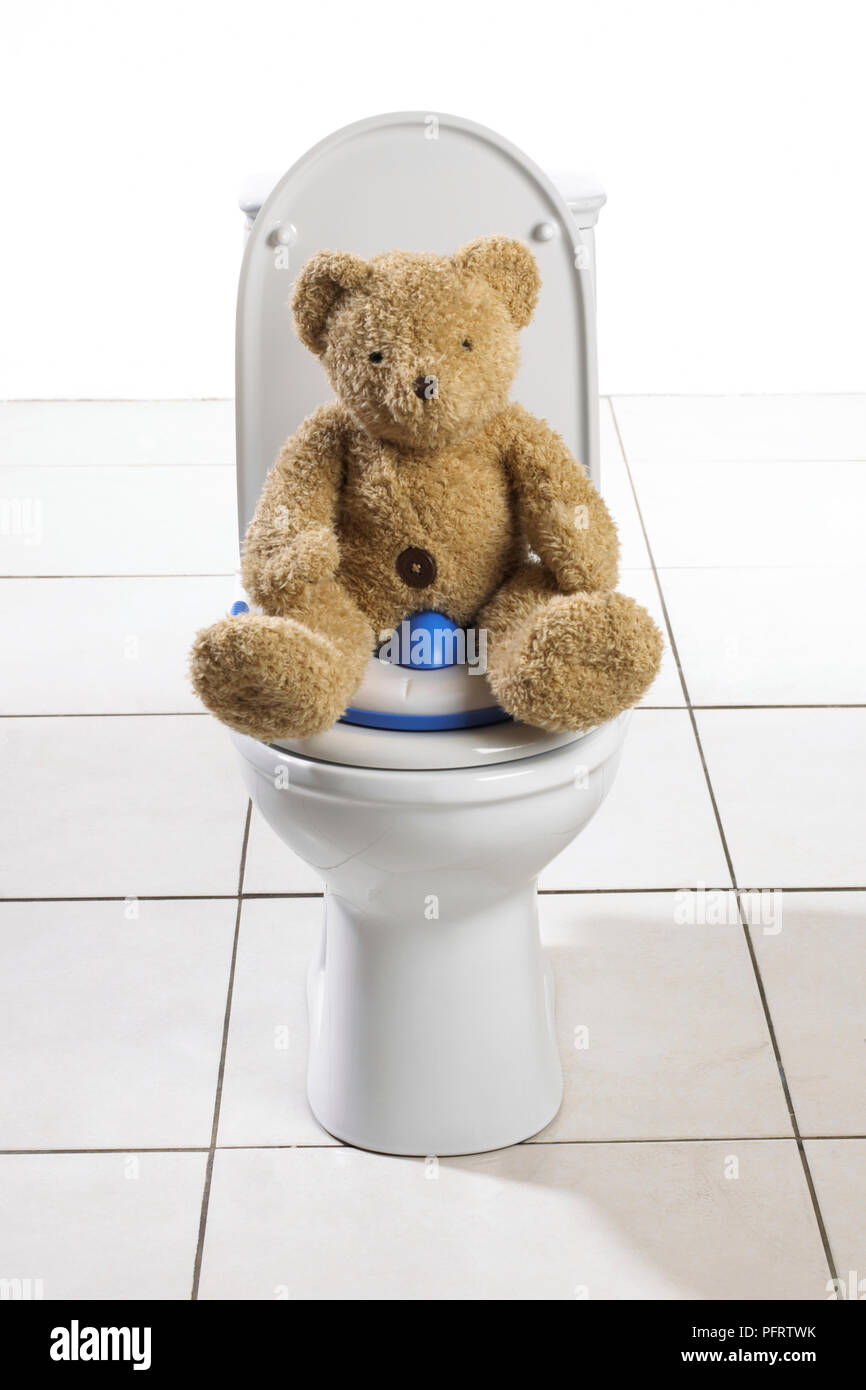 Toilette con sedile di addestramento per bambino Foto Stock