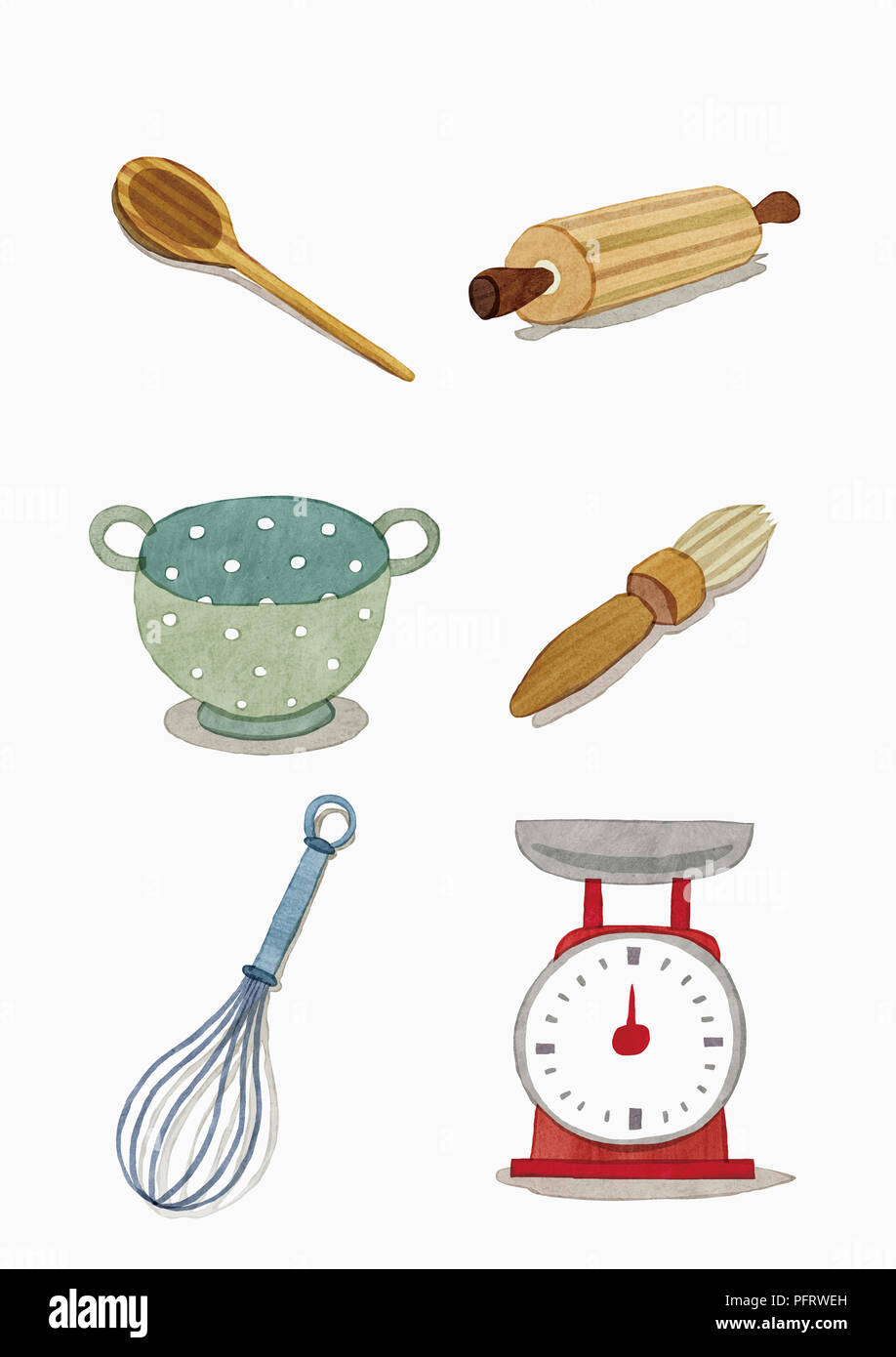 Illustrazione, utensili da cucina Foto Stock