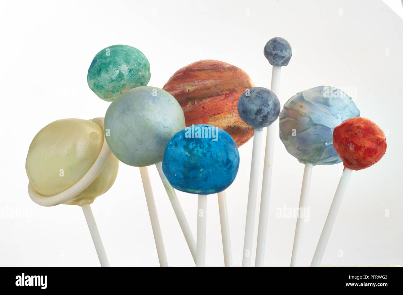 Pianeti e satelliti cake pops Foto Stock