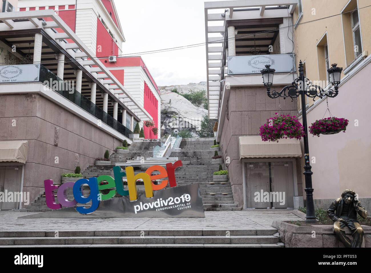 Straßenszene in Plovdiv, Bulgaria Foto Stock