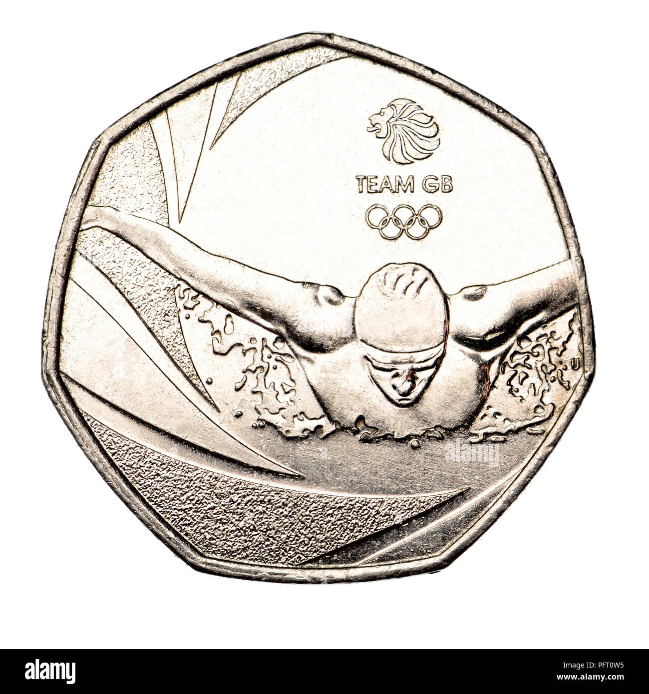 British commemorative 50p moneta (2016: Tim Sharp) Team GB, 2016 Olimpiadi Foto Stock