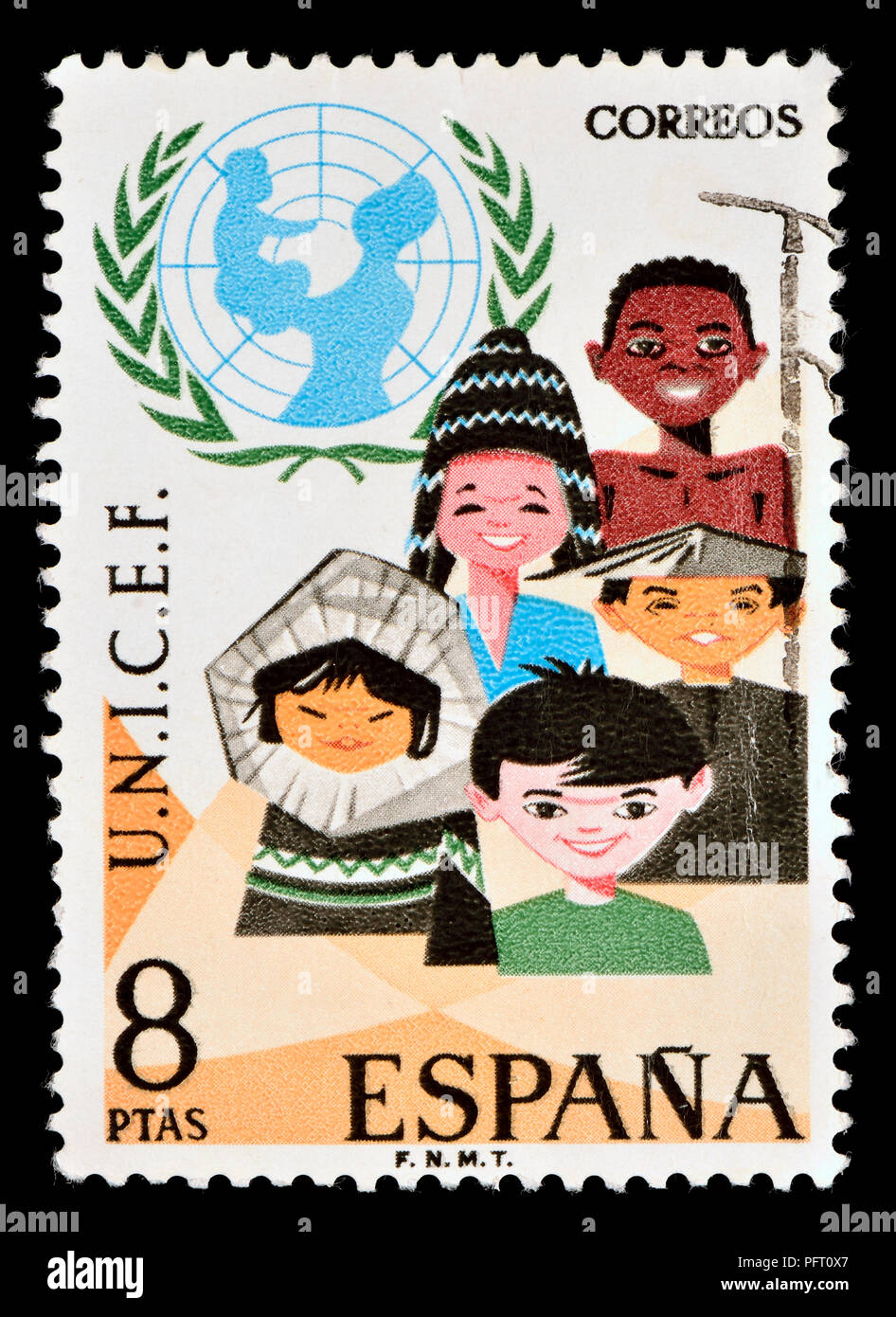 Lo spagnolo francobollo (1971) : XXV anniversario dell'UNICEF Foto Stock