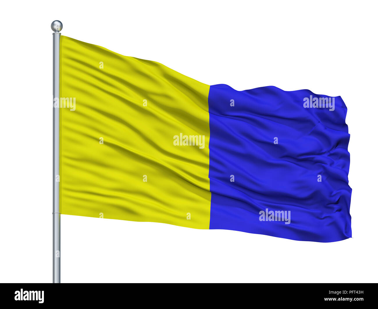 La città di Modena bandiera sul pennone, Italia, isolati su sfondo bianco Foto Stock