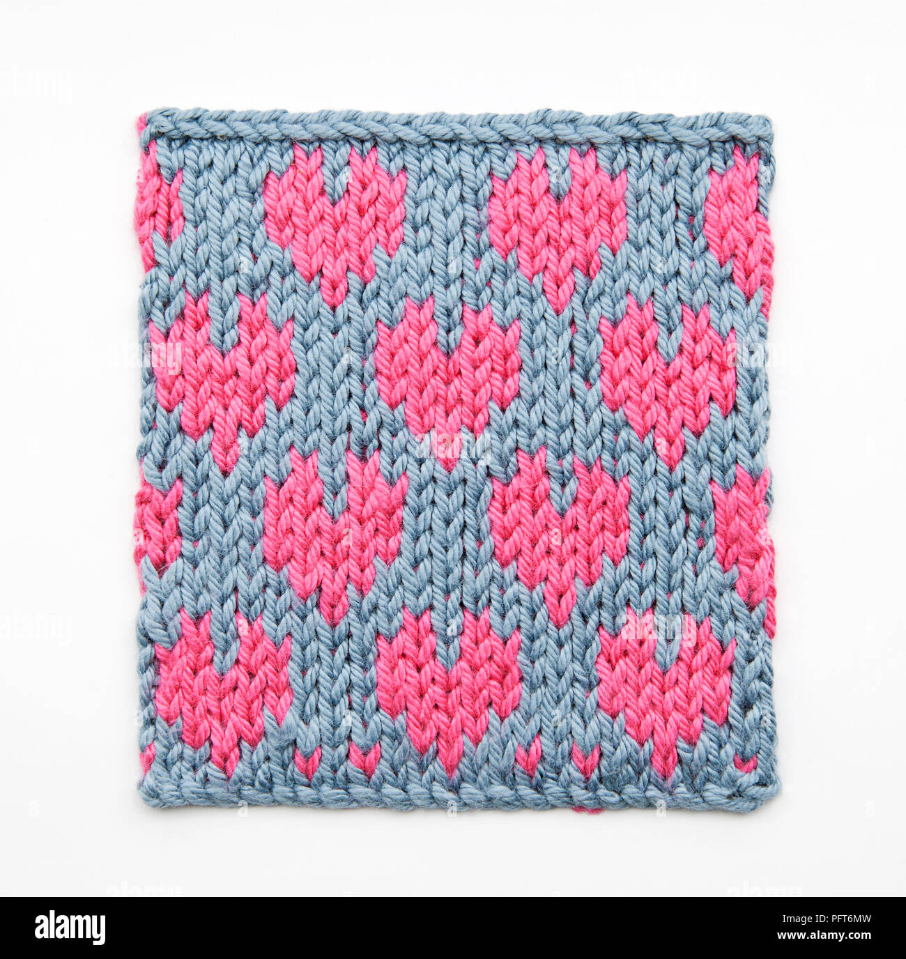 Cuore di maglia pattern, utilizzando il fair isle tecnica Foto Stock