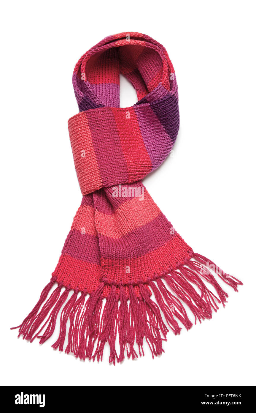 Striata rosso sciarpa di lana Foto Stock