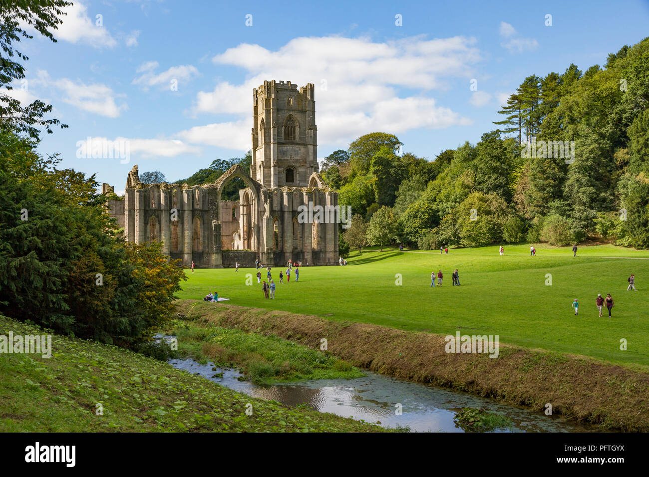 Fountains Abbey a Ripon, North Yorkshire. Foto Stock