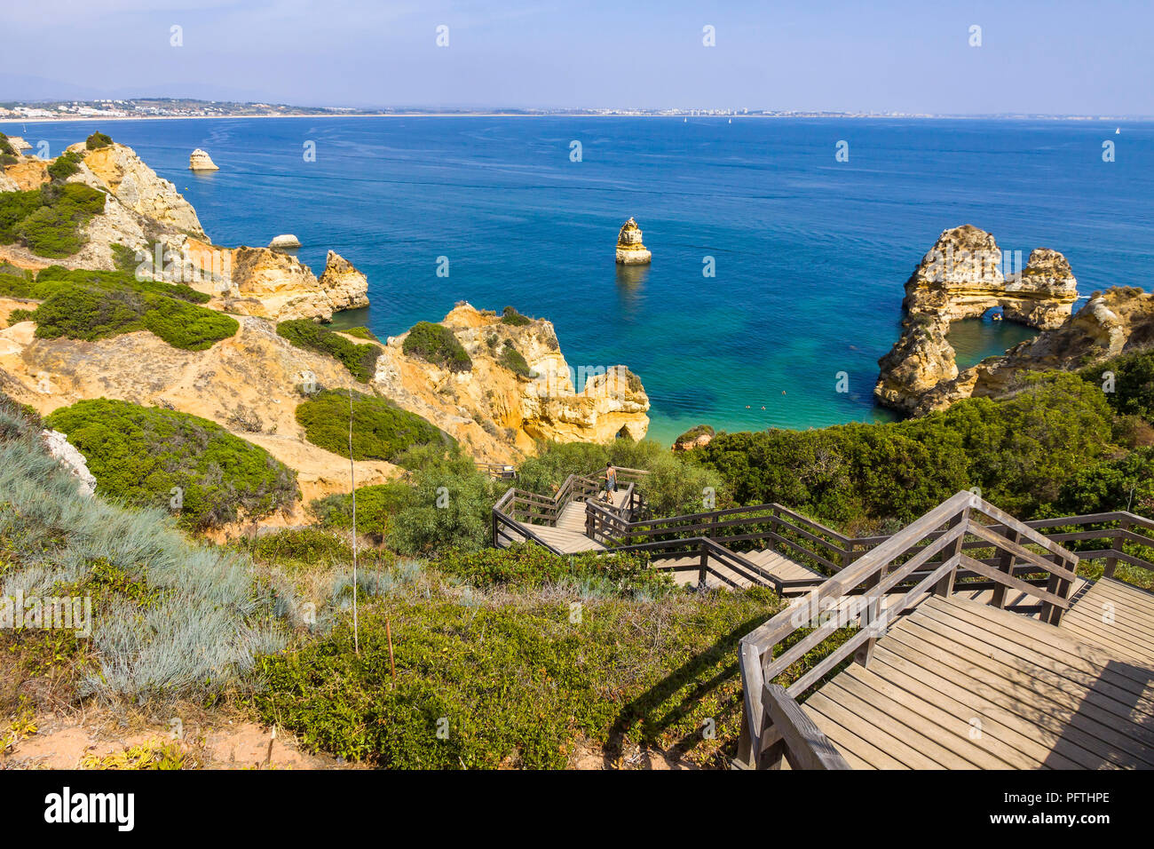 Praia do Camilo spiaggia di Lagos, regione di Algarve, PORTOGALLO Foto Stock