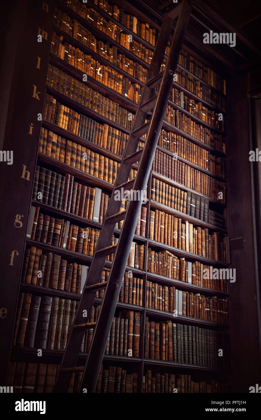 Dublino, Irlanda - 14 luglio 2018: la sala lunga nella biblioteca del Trinity College a luglio 14, 2018 a Dublino, Irlanda. Foto Stock
