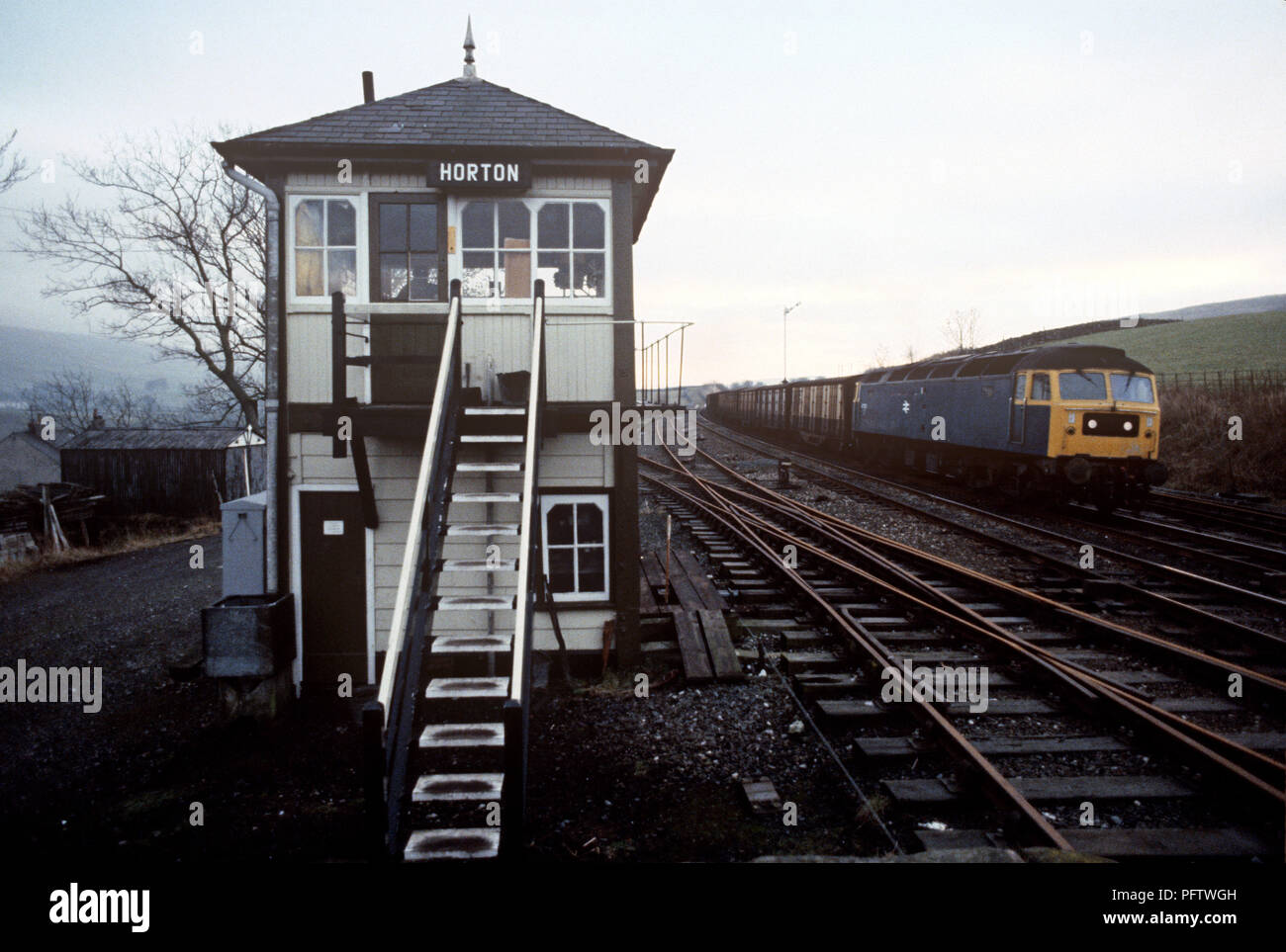 Horton casella segnale sul British Rail arrivino a Carlisle linea ferroviaria Foto Stock