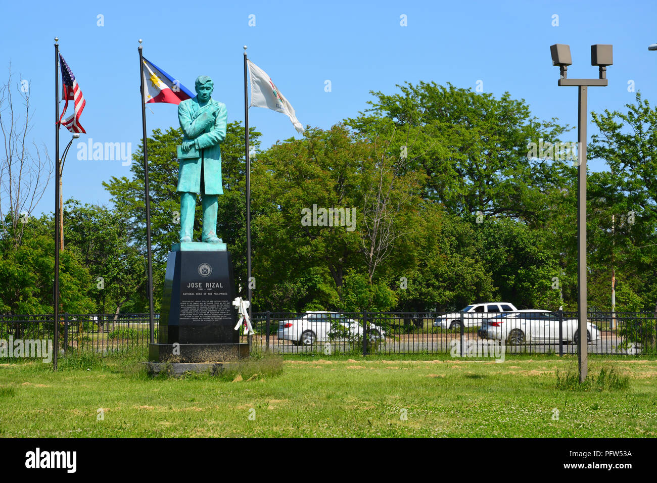Il 1999 Jose Rizal monumento in memoria off di Lake Shore Drive in Chicago's Uptown quartiere per commemorare indipendenza filippina. Foto Stock