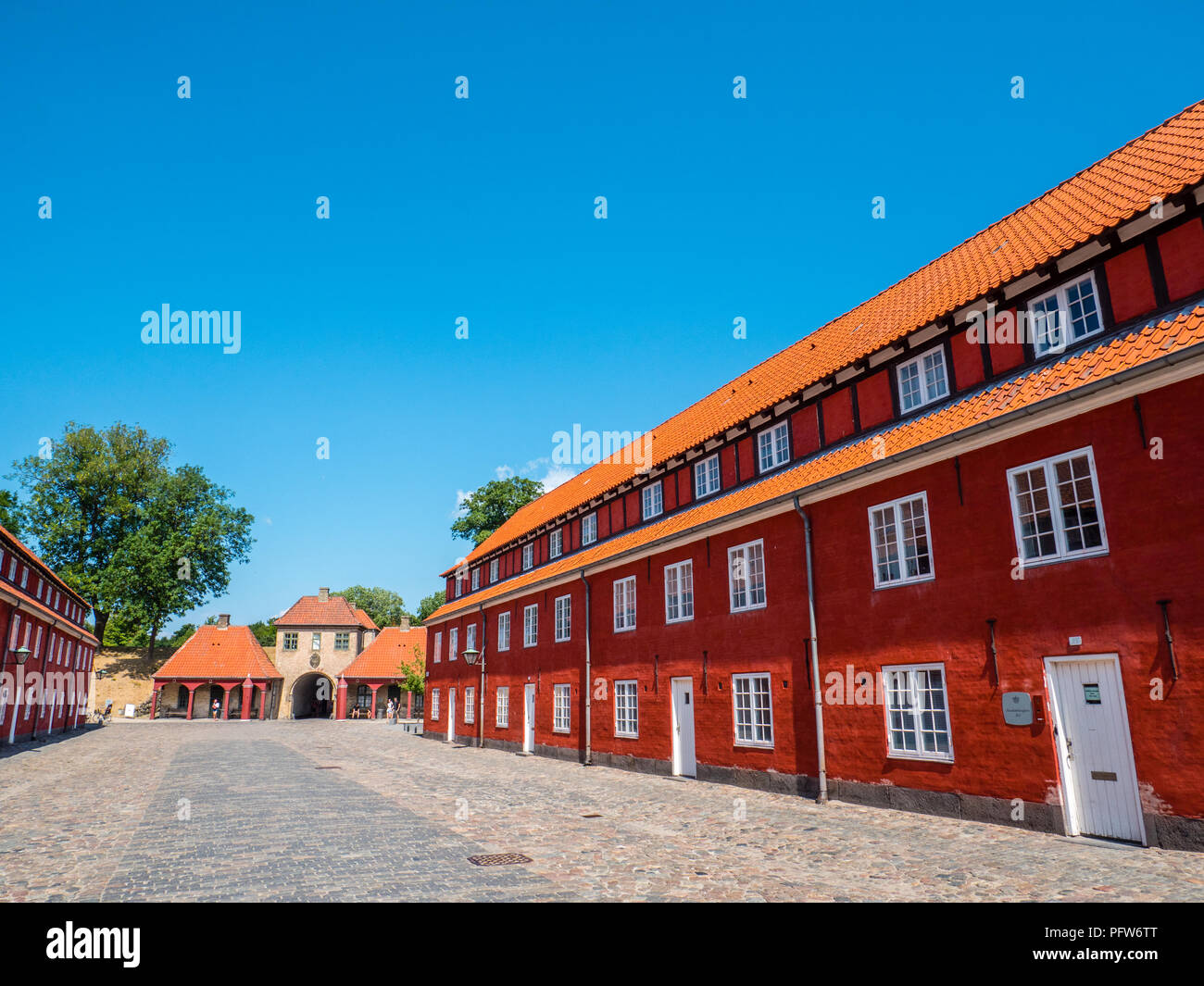 Le righe, caserme, Kastellet, fortezza, la Cittadella, Copenaghen, Zelanda, Danimarca, l'Europa. Foto Stock
