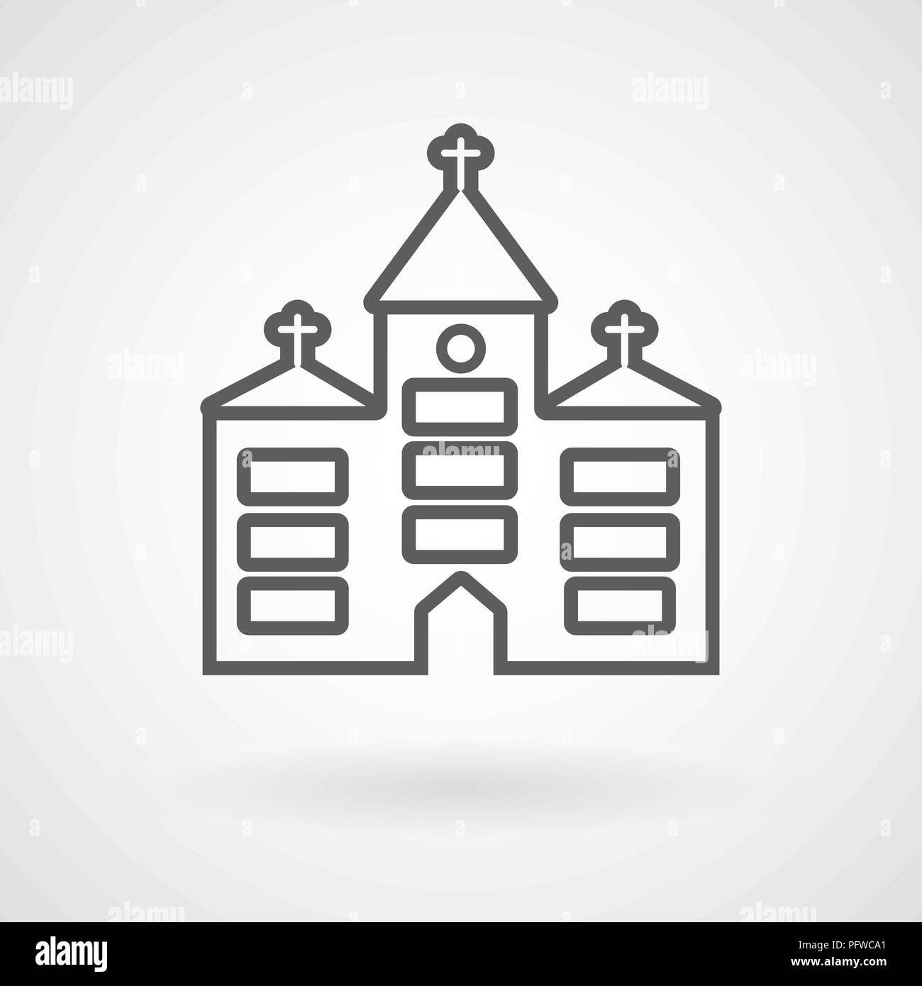 Icona della chiesa su sfondo bianco, vettore Illustrazione Vettoriale