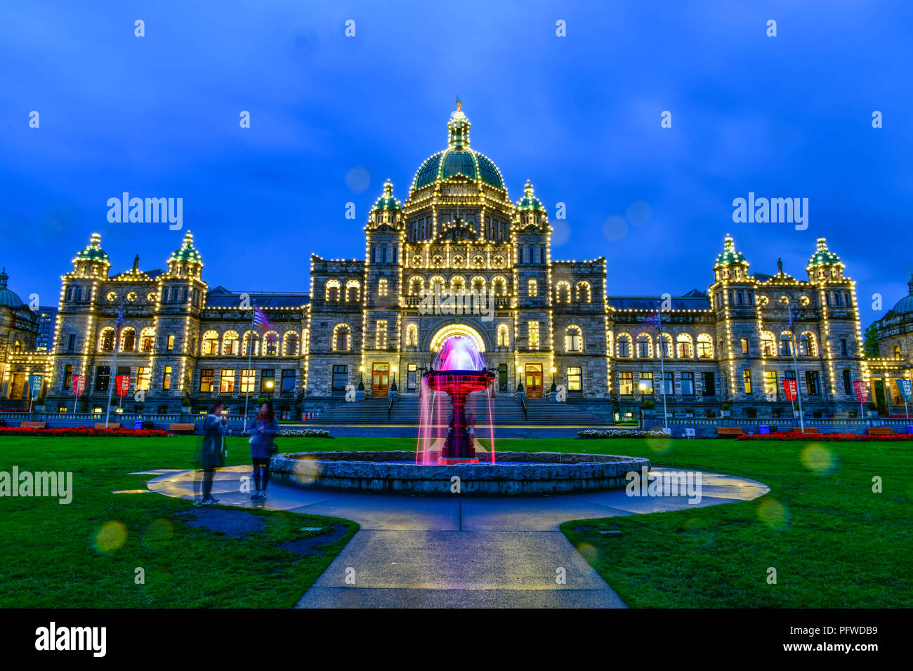 Parlamento provinciale in Victoria a Twilight time,British Columbia, Canada Foto Stock