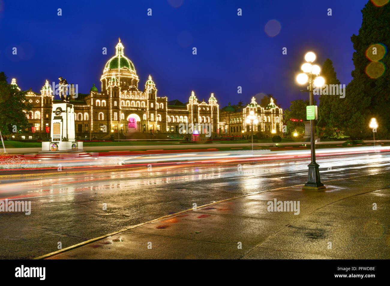 Parlamento provinciale in Victoria a Twilight time,British Columbia, Canada Foto Stock