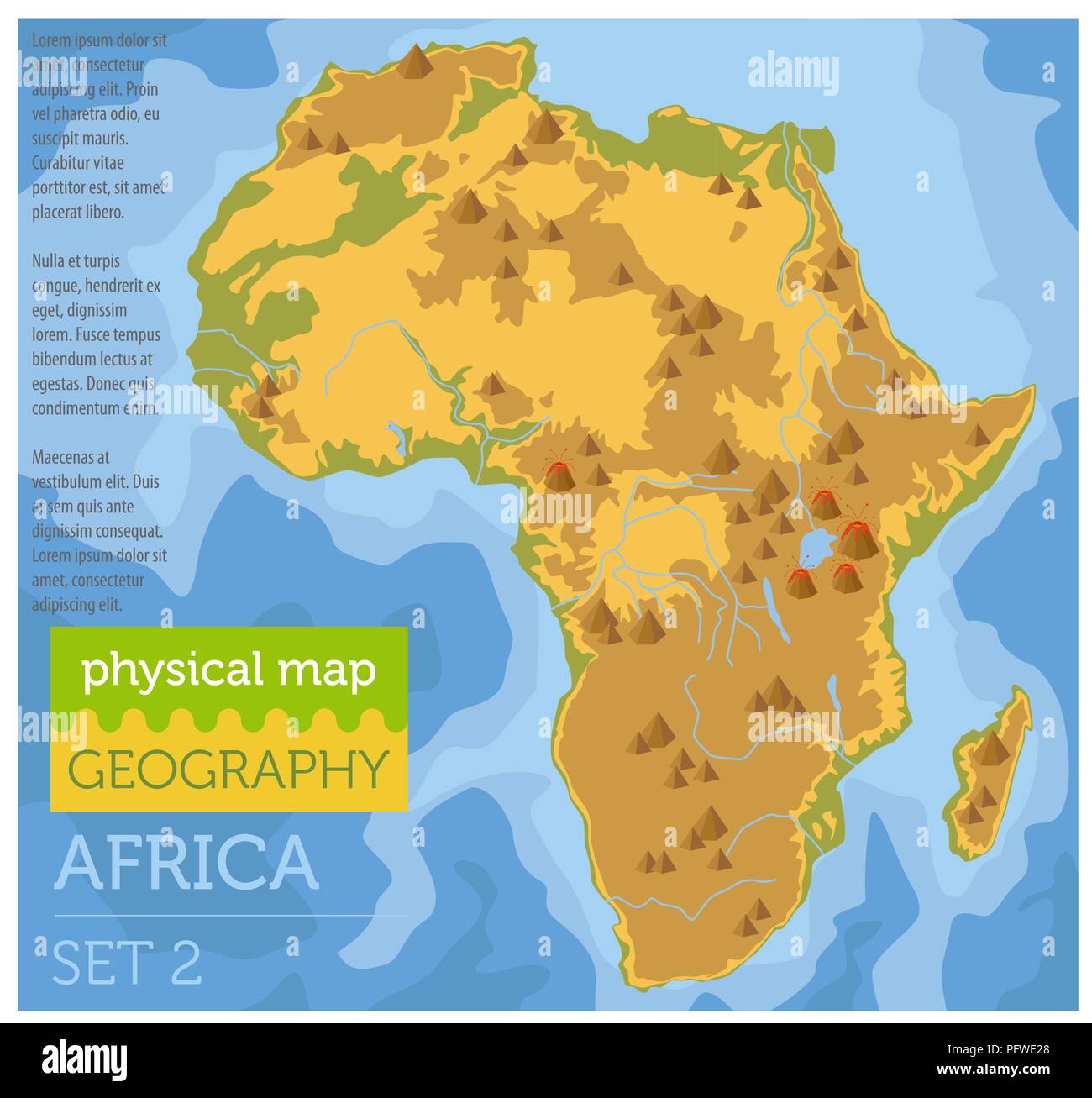 Appartamento Africa mappa fisica degli elementi del costruttore sulla superficie dell'acqua. Costruire la propria geografia infographics collection. Illustrazione Vettoriale Illustrazione Vettoriale