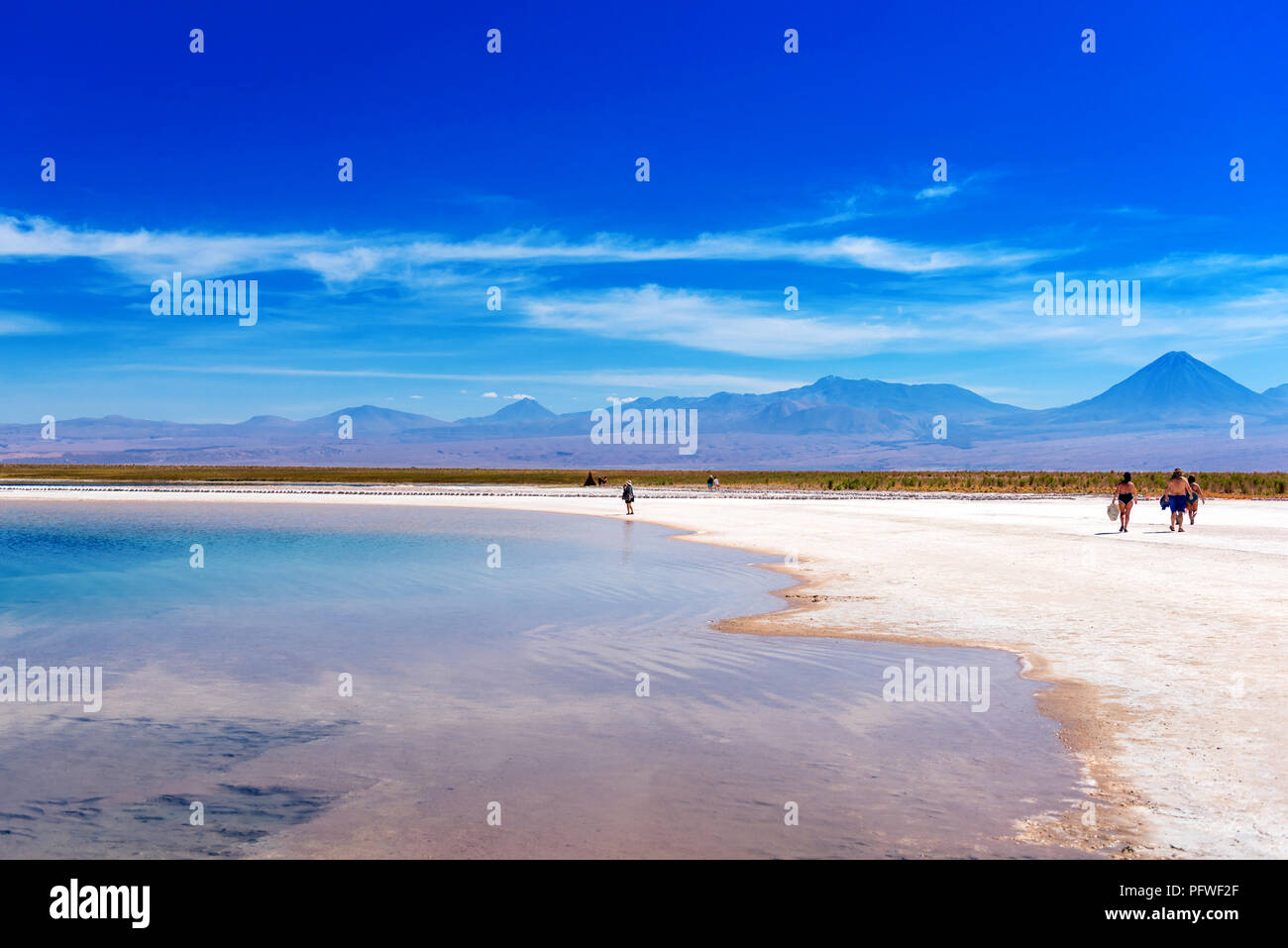 Paesaggio nel deserto di Atacama, Salt Lake, Cile. Copia spazio per il testo Foto Stock