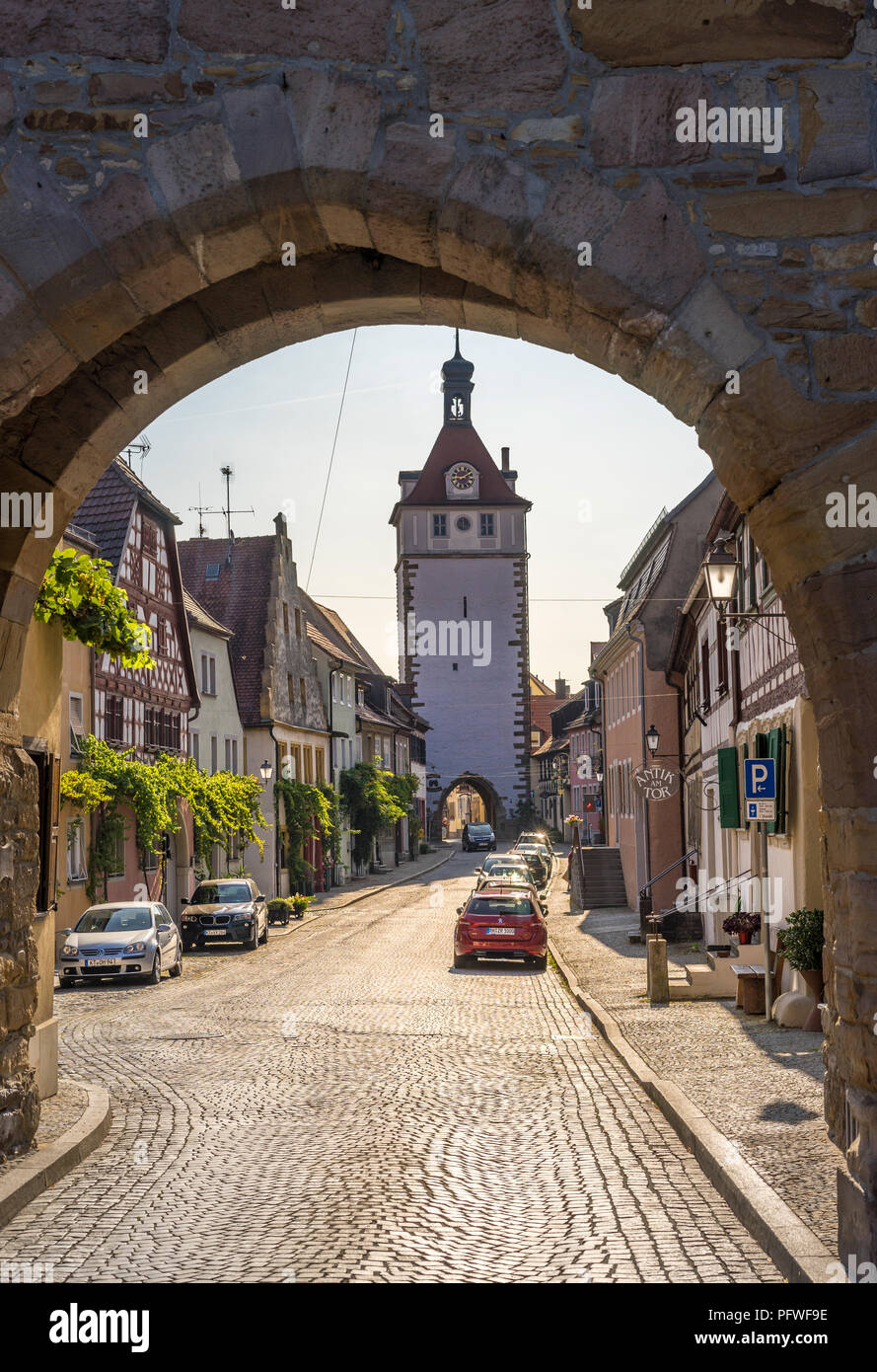 Il villaggio bavarese di Prichsenstadt nella tarda estate del mese di agosto 2018 Foto Stock