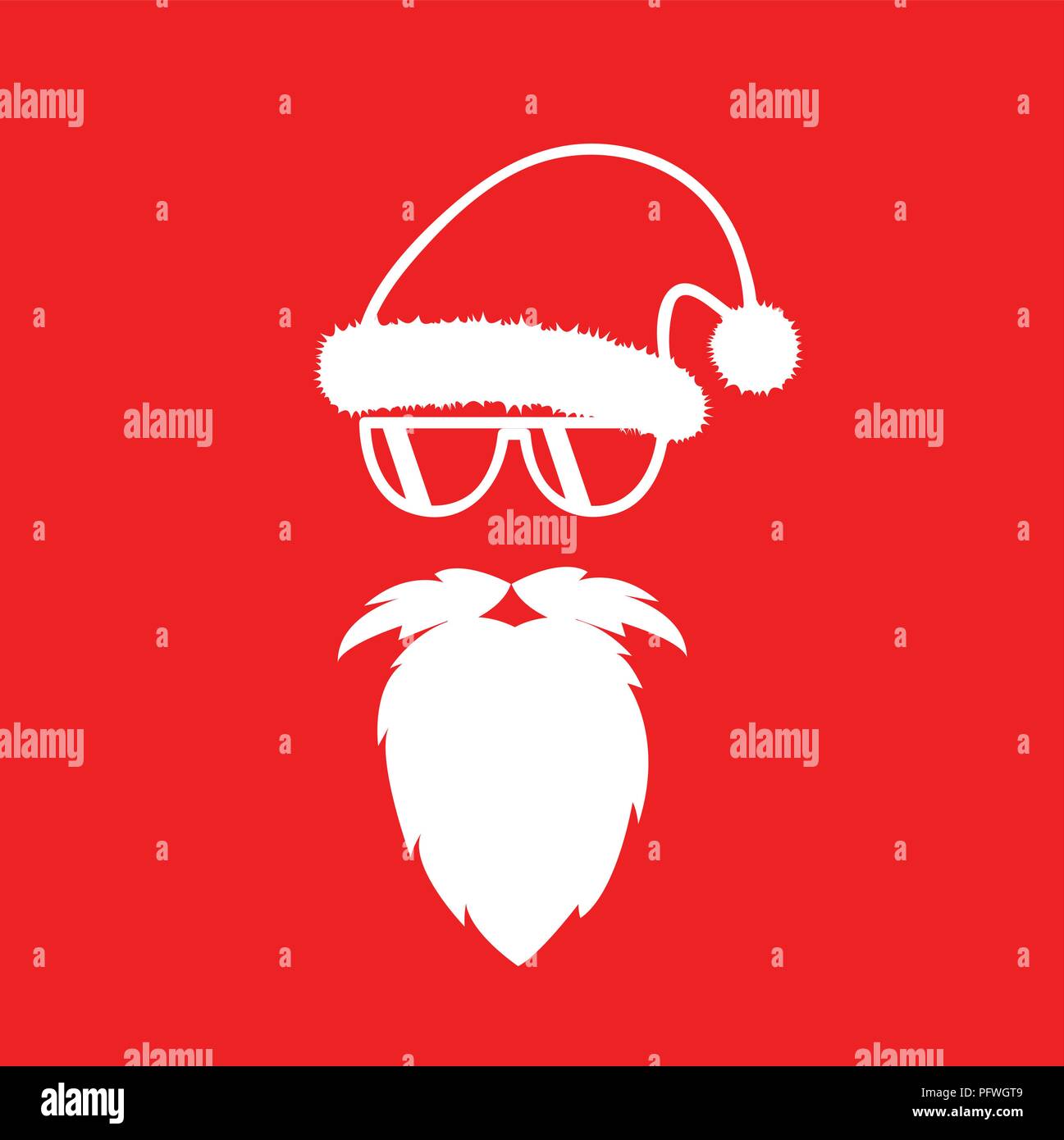 Hipster Babbo Natale con occhiali cool sfondo rosso vettoriale EPS illustartion10 Illustrazione Vettoriale