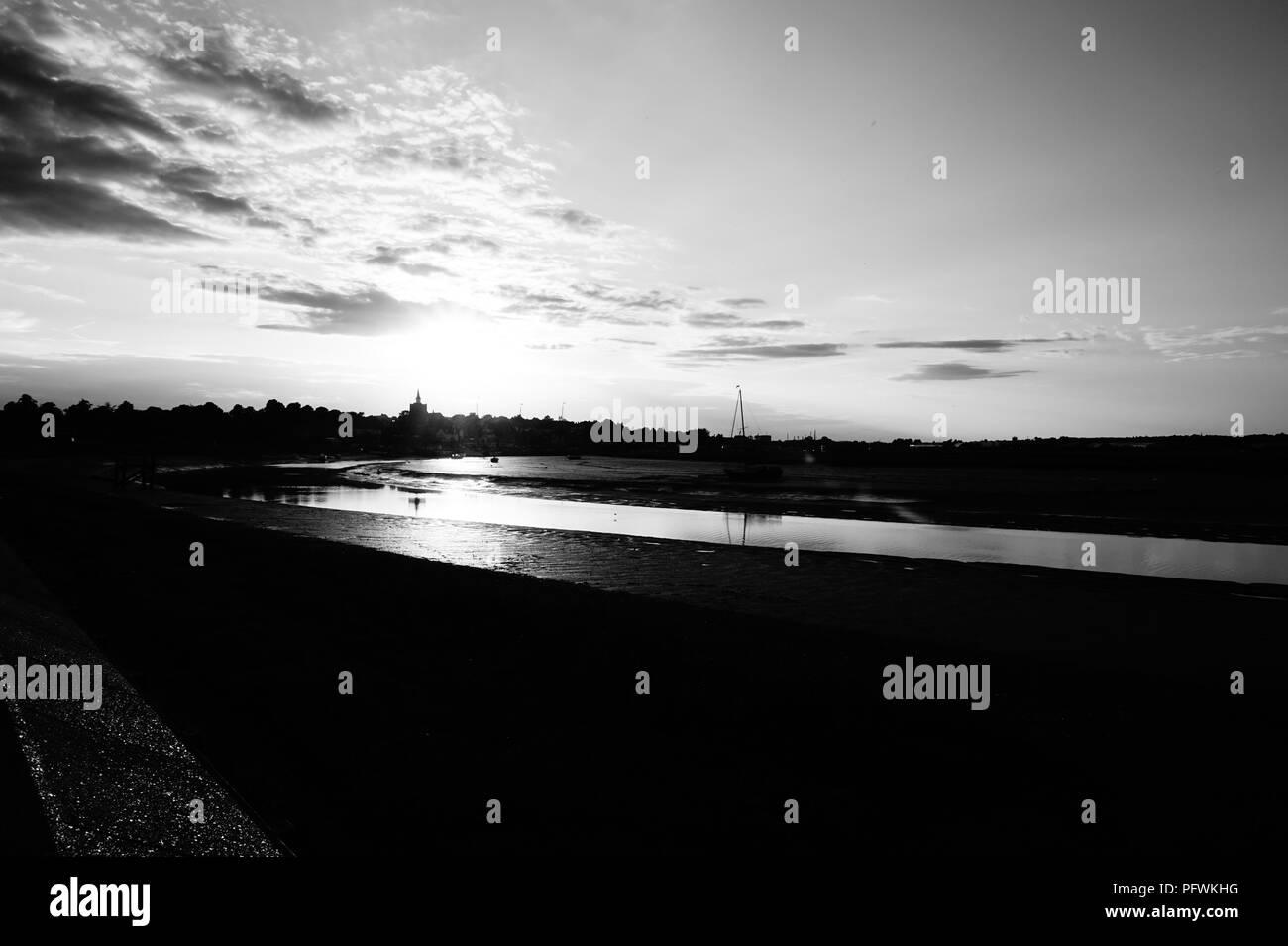 Tramonto sul porto. Foto Stock