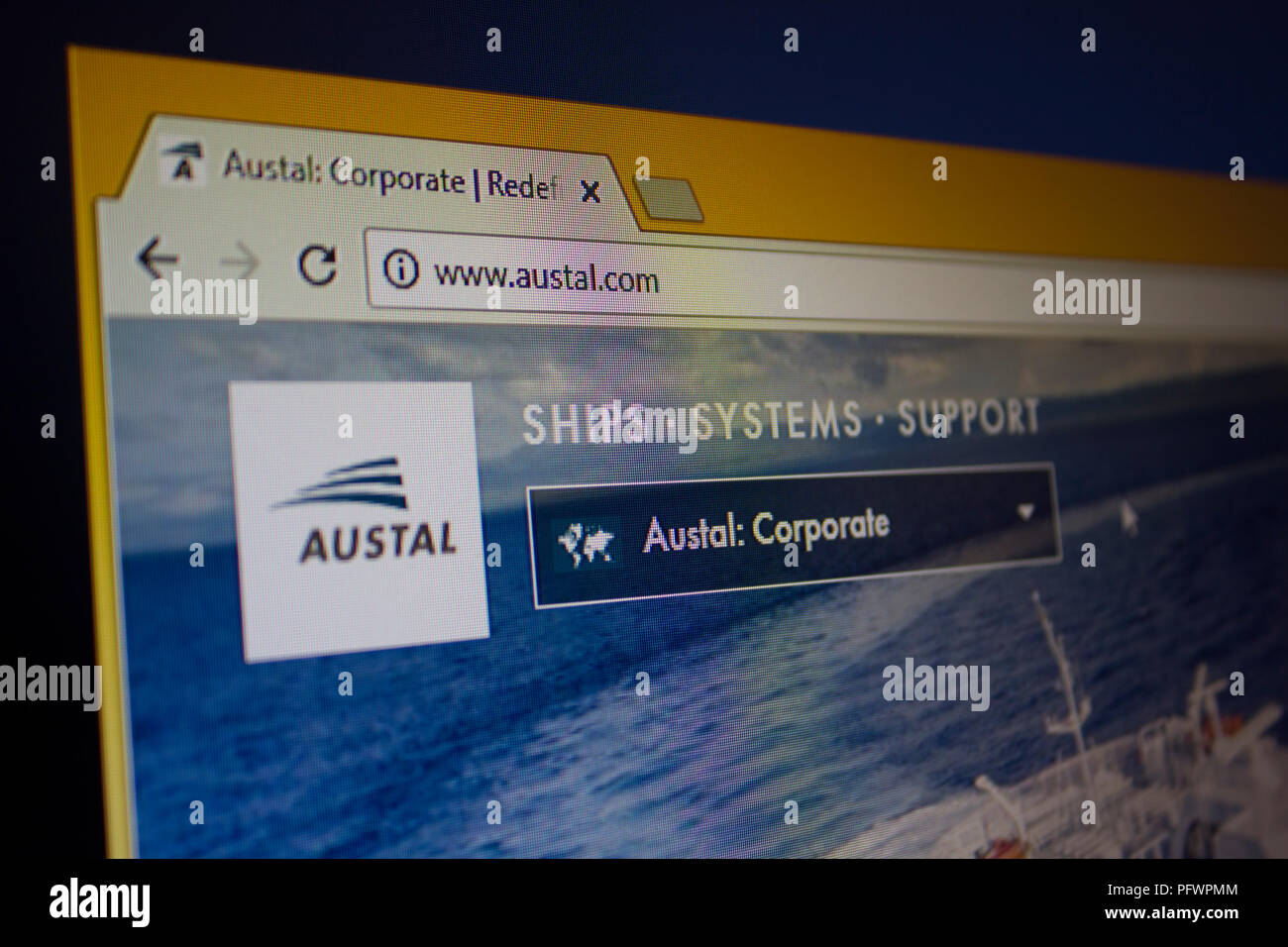 Austal ship building company Website Homepage Foto Stock