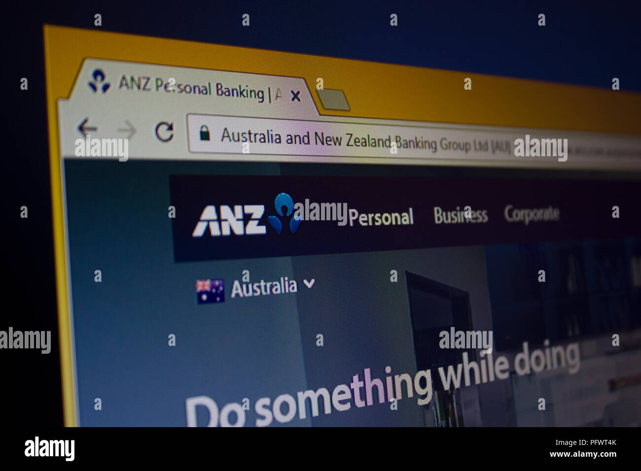 Australia e Nuova Zelanda del gruppo bancario Website Homepage Foto Stock