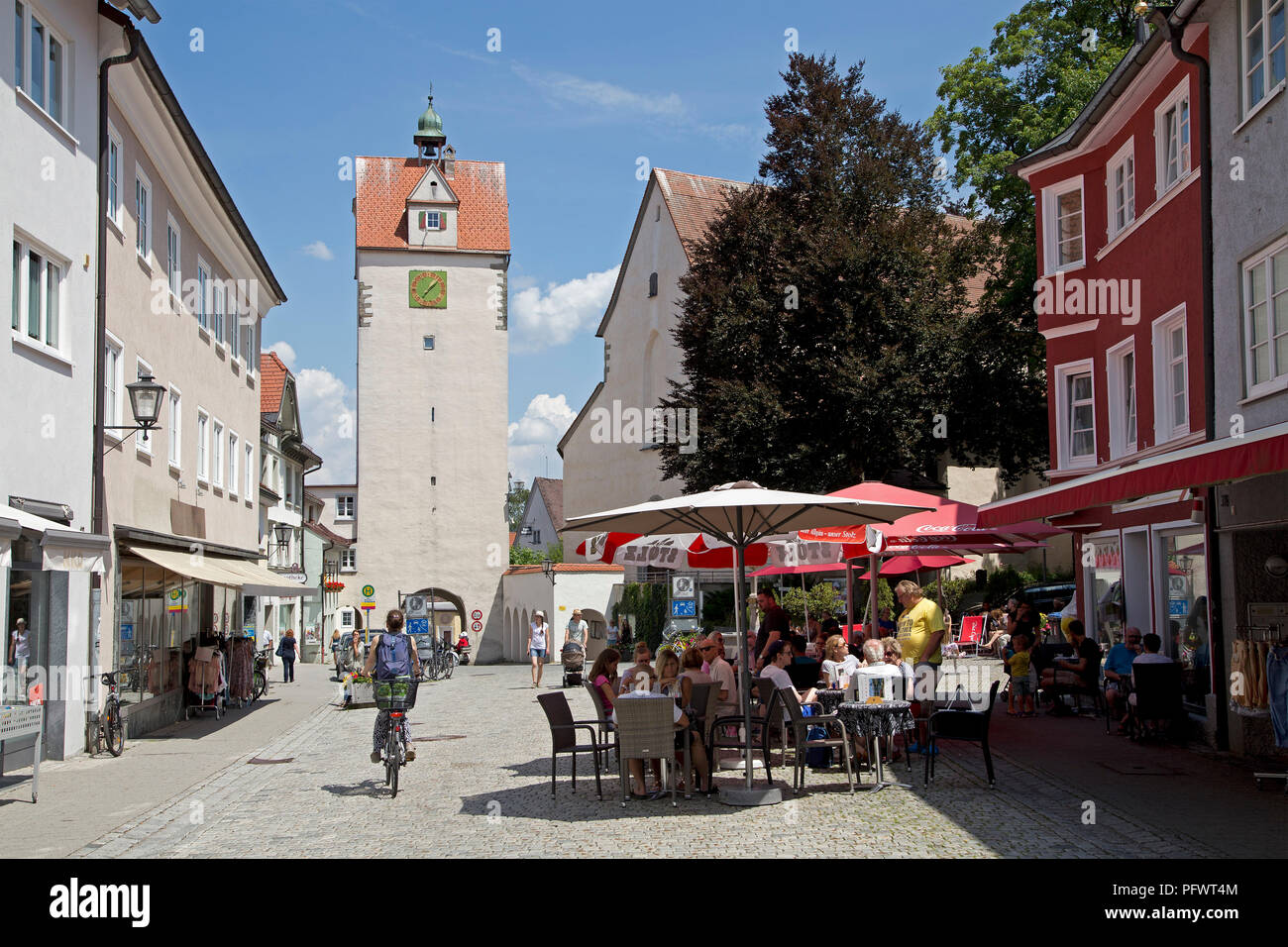 Wassertorturm (Acqua torre di gate), Isny, Allgaeu, Baden-Wuerttemberg, Germania Foto Stock