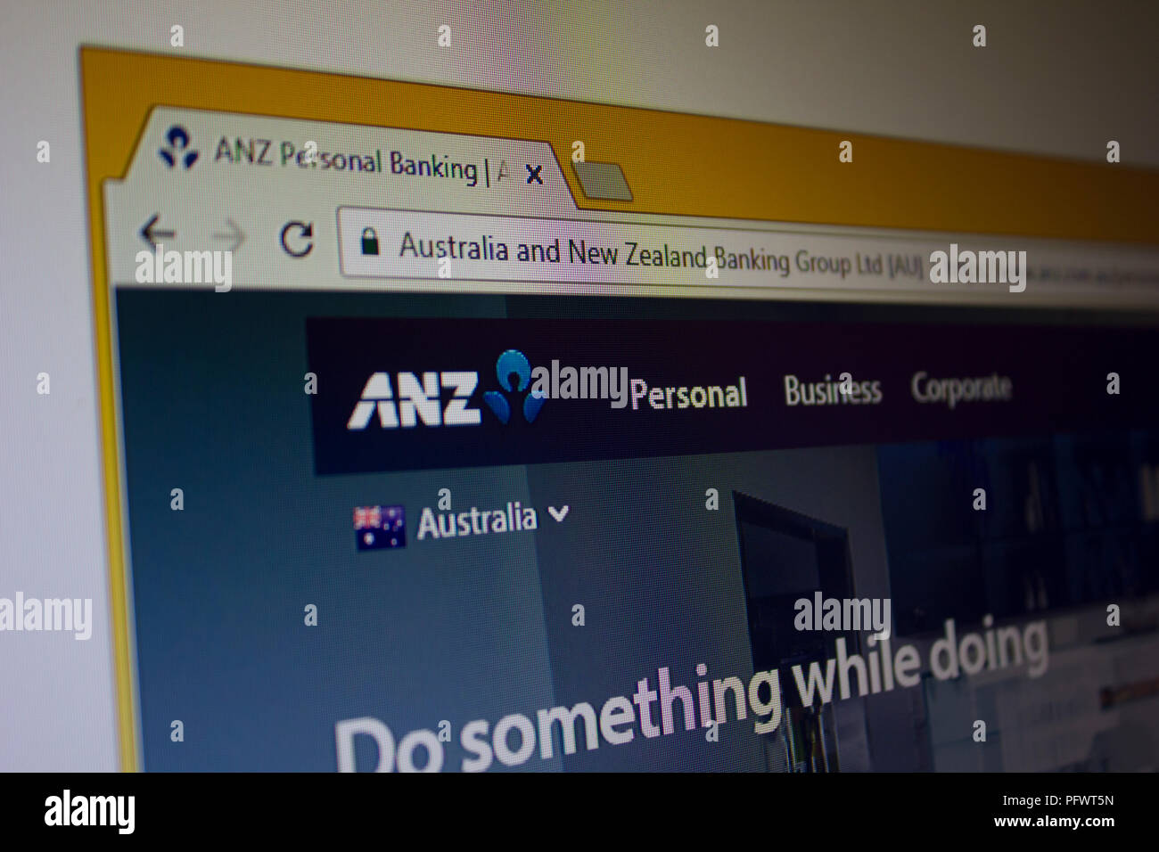 Australia e Nuova Zelanda del gruppo bancario Website Homepage Foto Stock