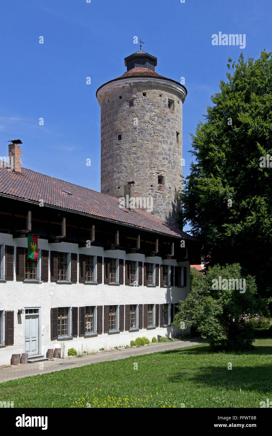 Appretur e Diebsturm (ladro's Tower), Isny, Allgaeu, Baden-Wuerttemberg, Germania Foto Stock
