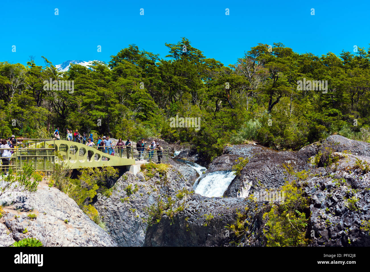 PATAGONIA, Cile - 4 gennaio 2018: cascata nel parco nazionale Vicente Perez Rosales Foto Stock