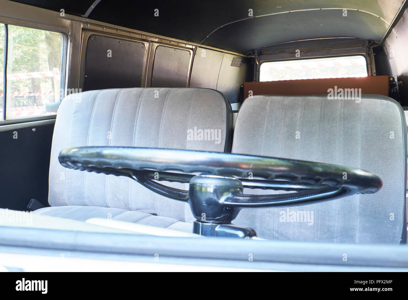 Bus VW Bulli,, T1,vista interna Foto Stock