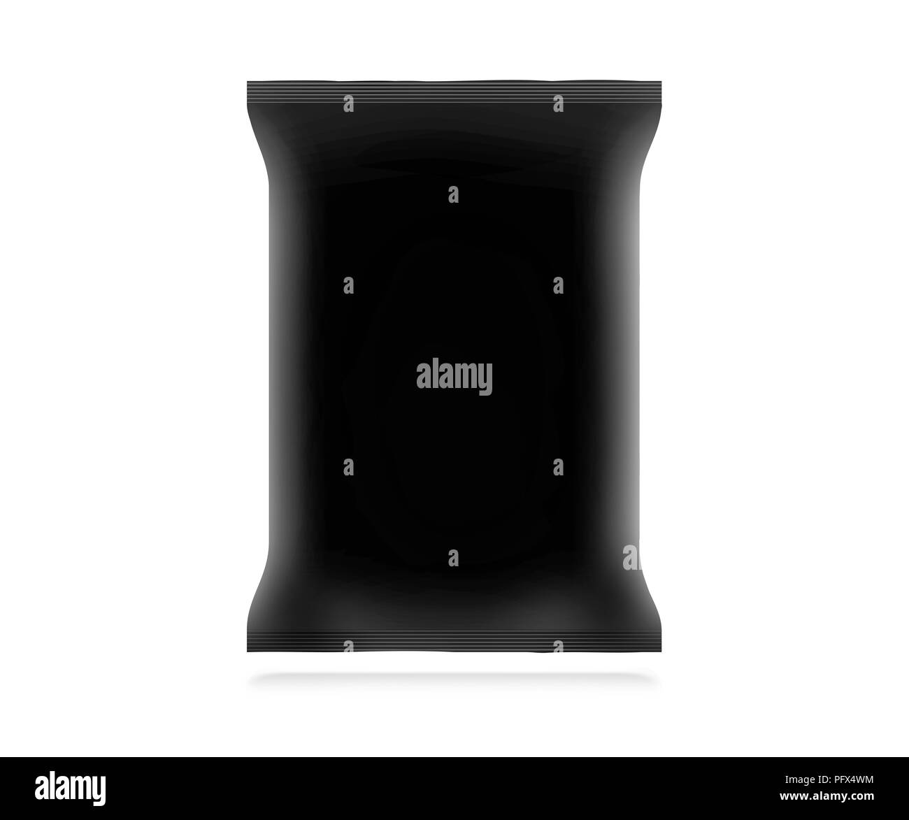 Nero Bianco merenda al sacco mock up isolato. Bianco chiaro chips pack mockup. Cookie, candy, zucchero, cracker, dadi, jujube supermercato lamina contenitore in plastica Foto Stock